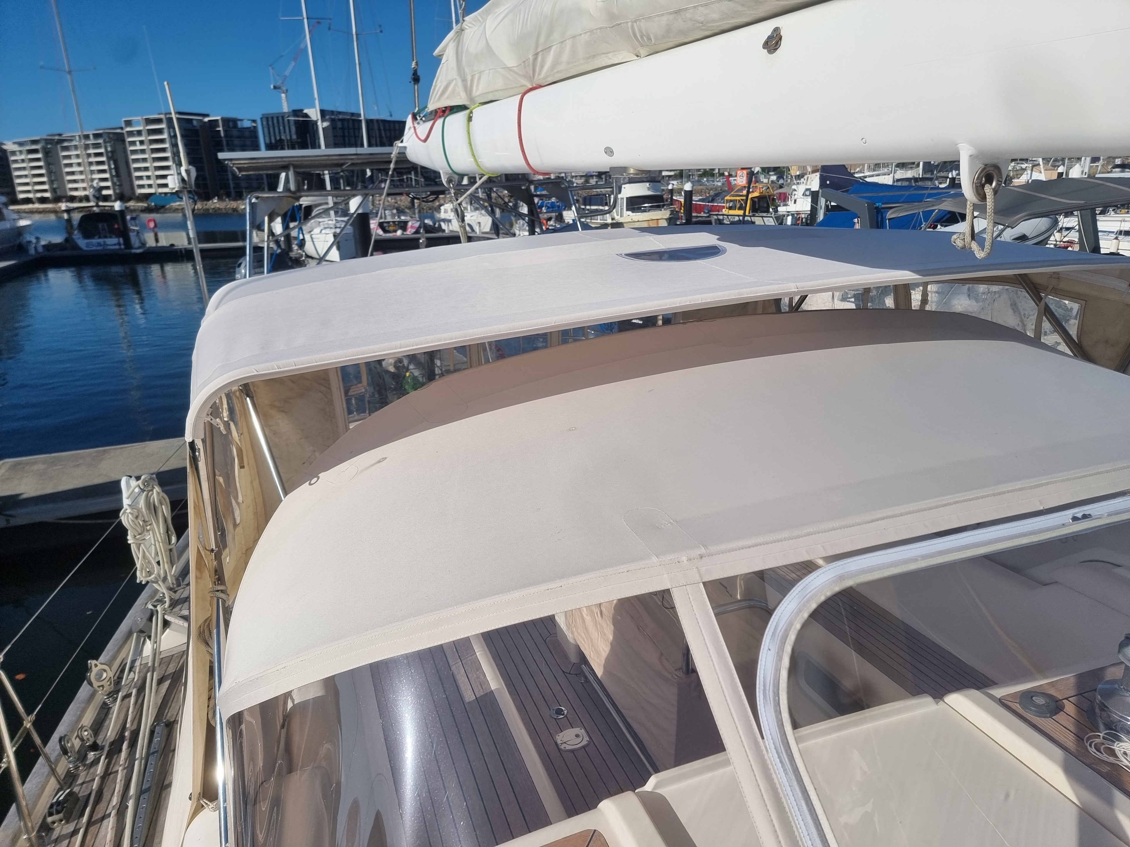 1 hour extra for rear awning zips; Remainder for New canvas top aft of — photo