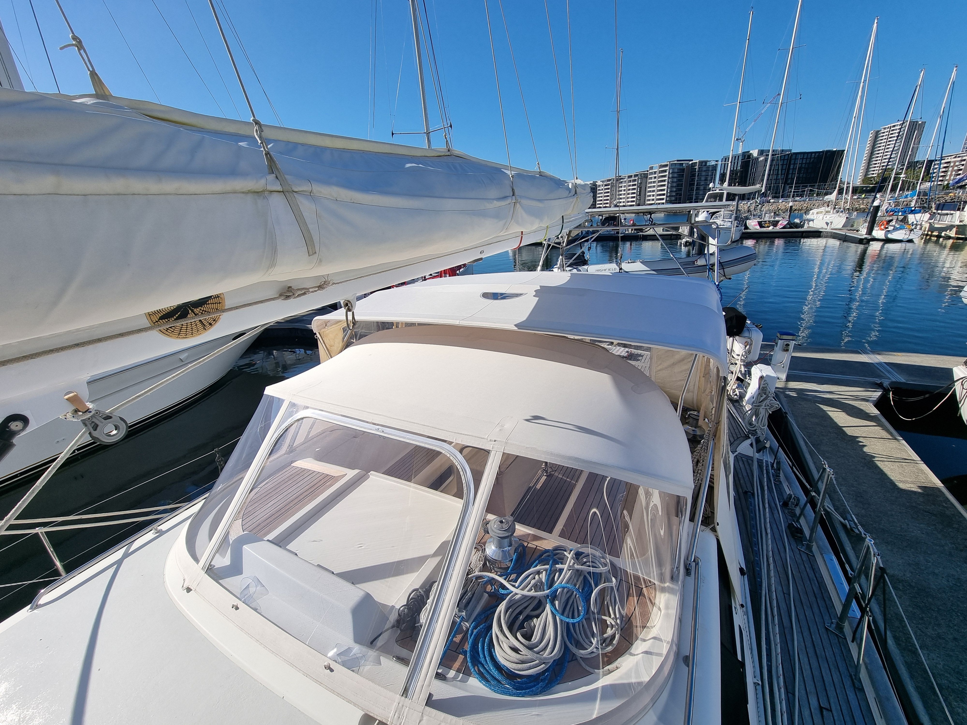 1 hour extra for rear awning zips; Remainder for New canvas top aft of — photo