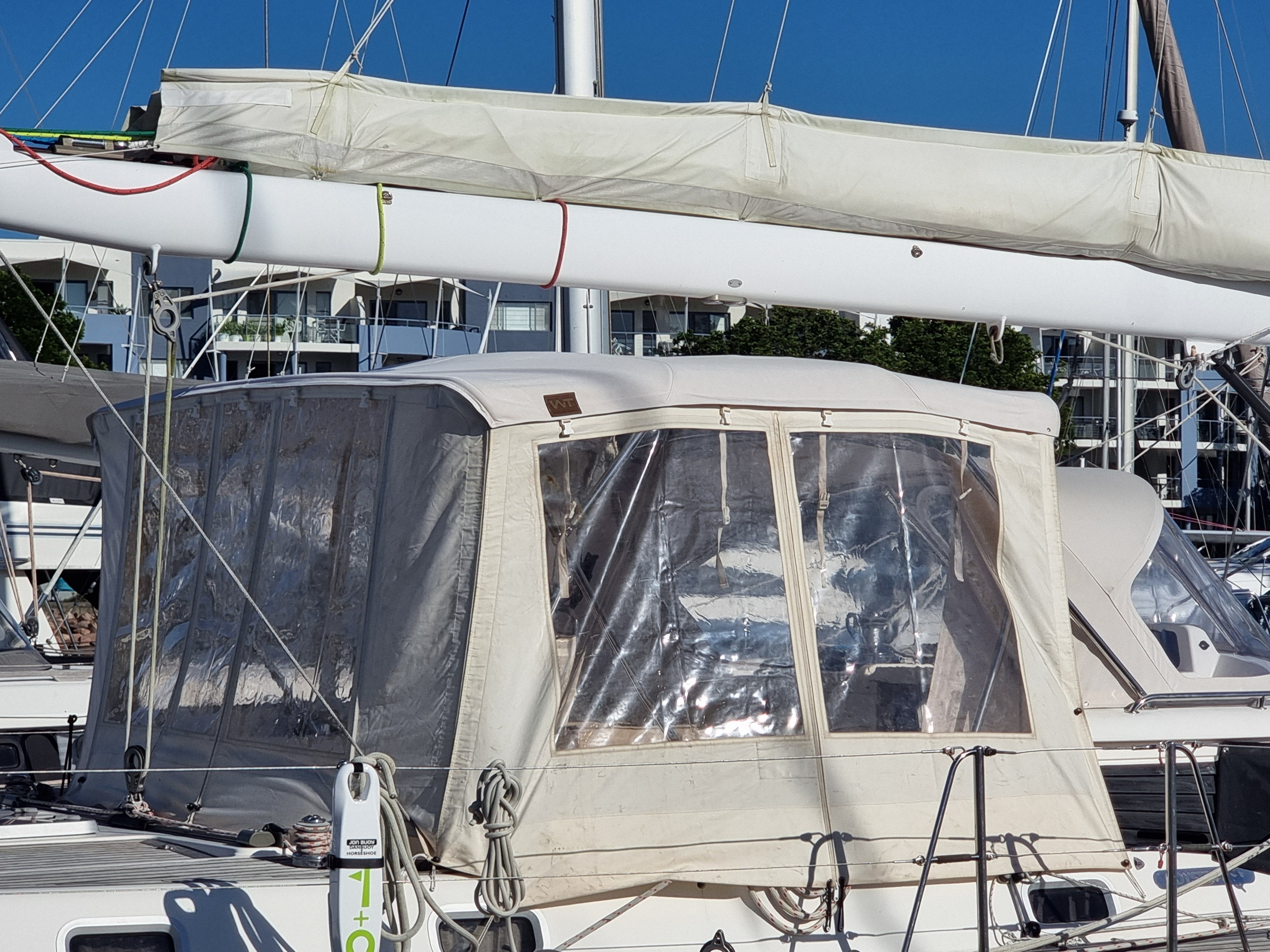 1 hour extra for rear awning zips; Remainder for New canvas top aft of — photo