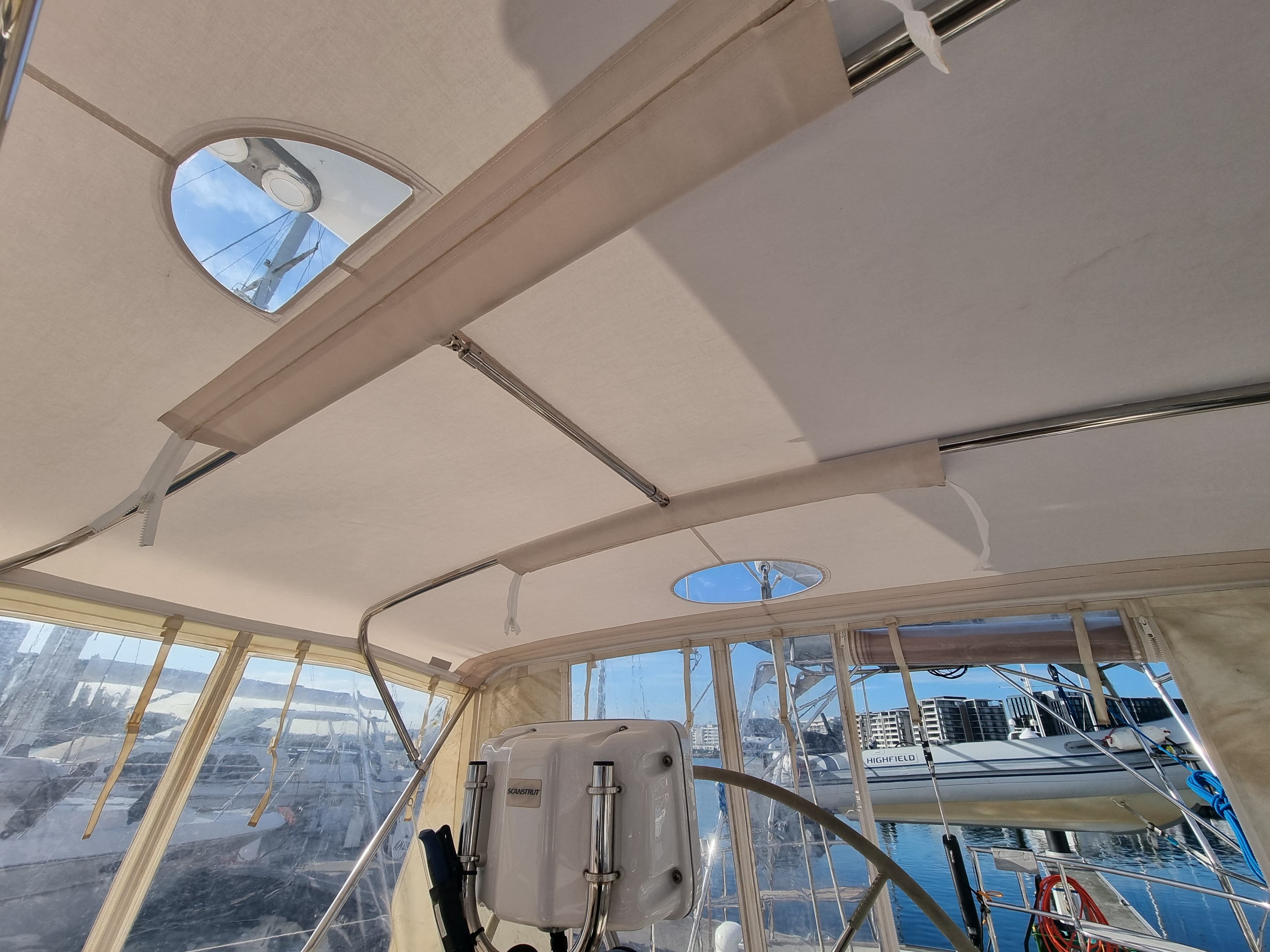 1 hour extra for rear awning zips; Remainder for New canvas top aft of — photo